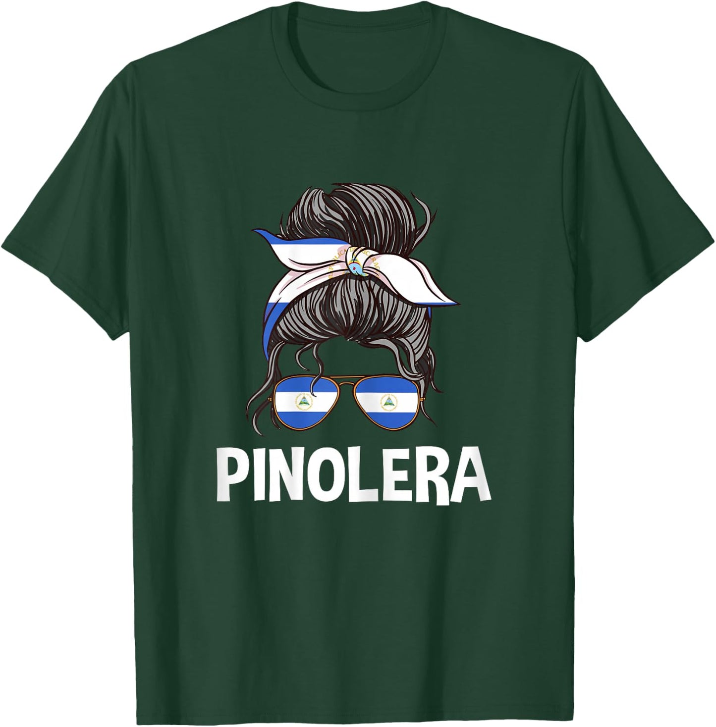 Pinolera Messy Bun Chica Nicaragua Women Nicaraguan Pride T-Shirt - T-Shirt | Forest
