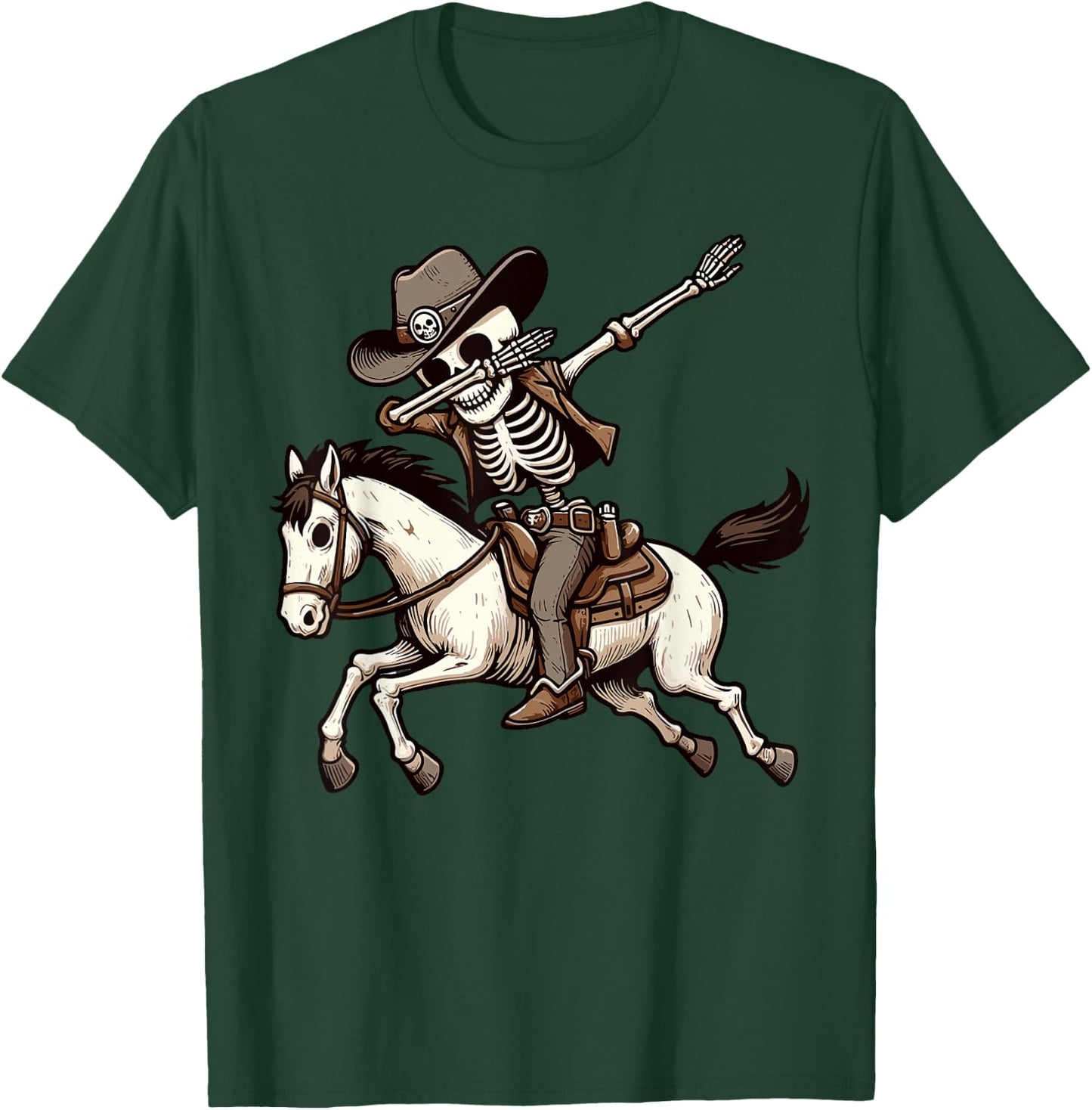 Dabbing Skeleton Cowboy Halloween Costume Kids Boys Men Dab T-Shirt - T-Shirt | Forest