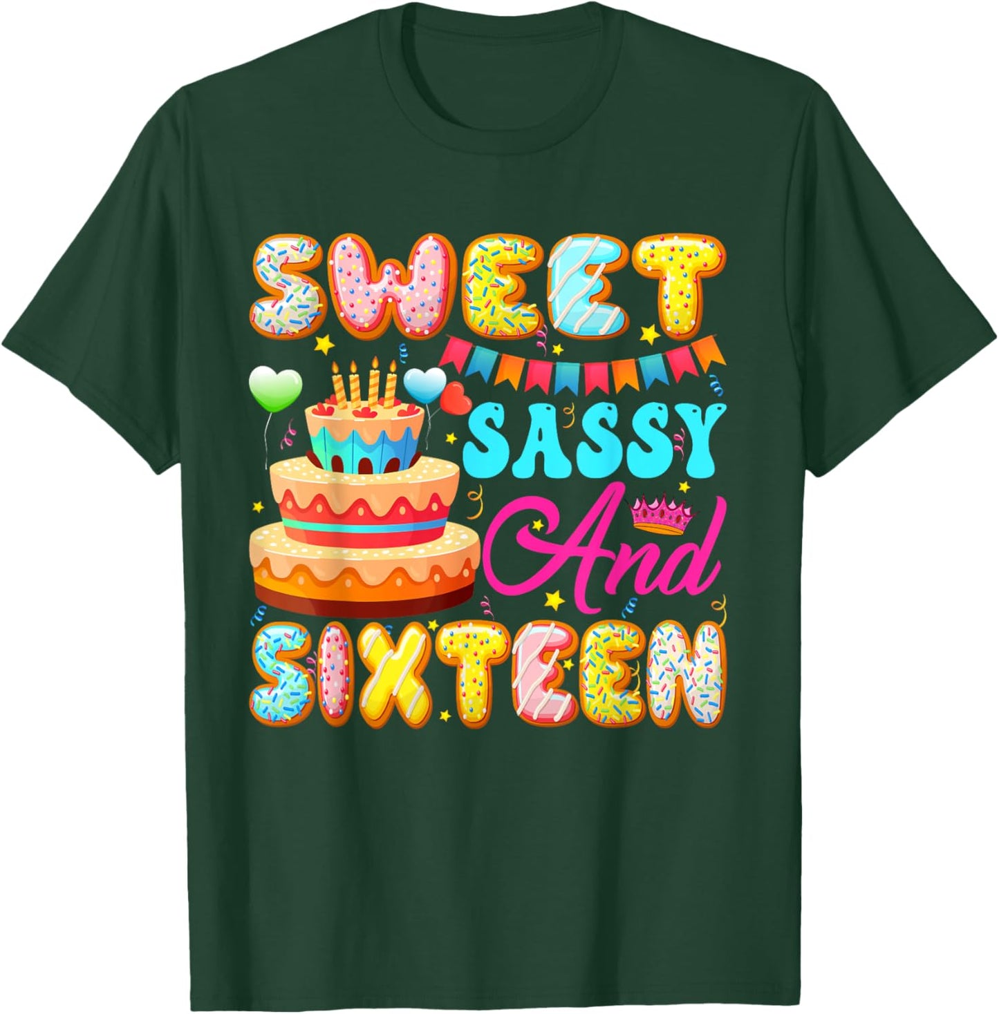 Sweet Sassy & Sixteen 16 Years Old Donut Lover 16th Bday T-Shirt - T-Shirt | Forest