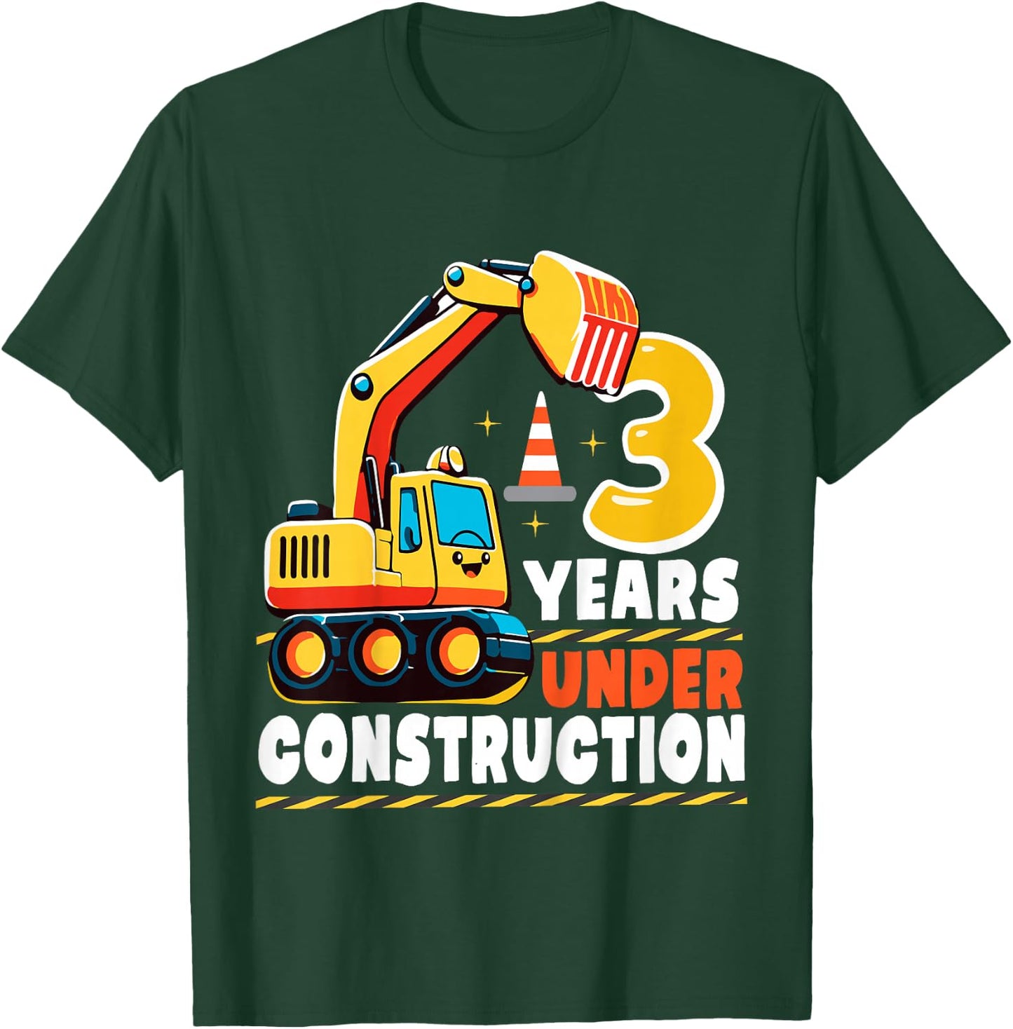 Kids 3 Years Under Construction Boy Three Year Old 3rd Birthday T-Shirt - T-Shirt | Forest