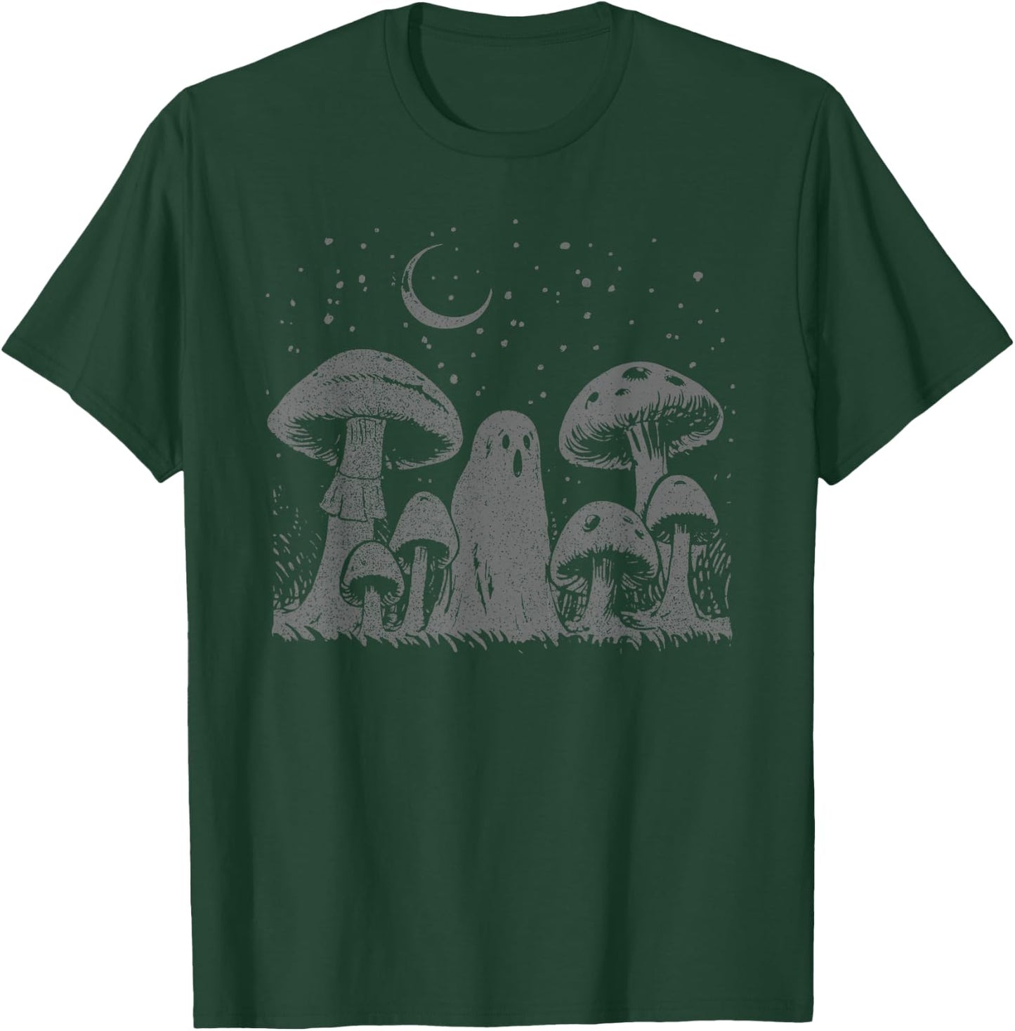 Halloween Mushroom Ghost Vintage Grunge 90 Aesthetic Graphic T-Shirt - T-Shirt | Forest