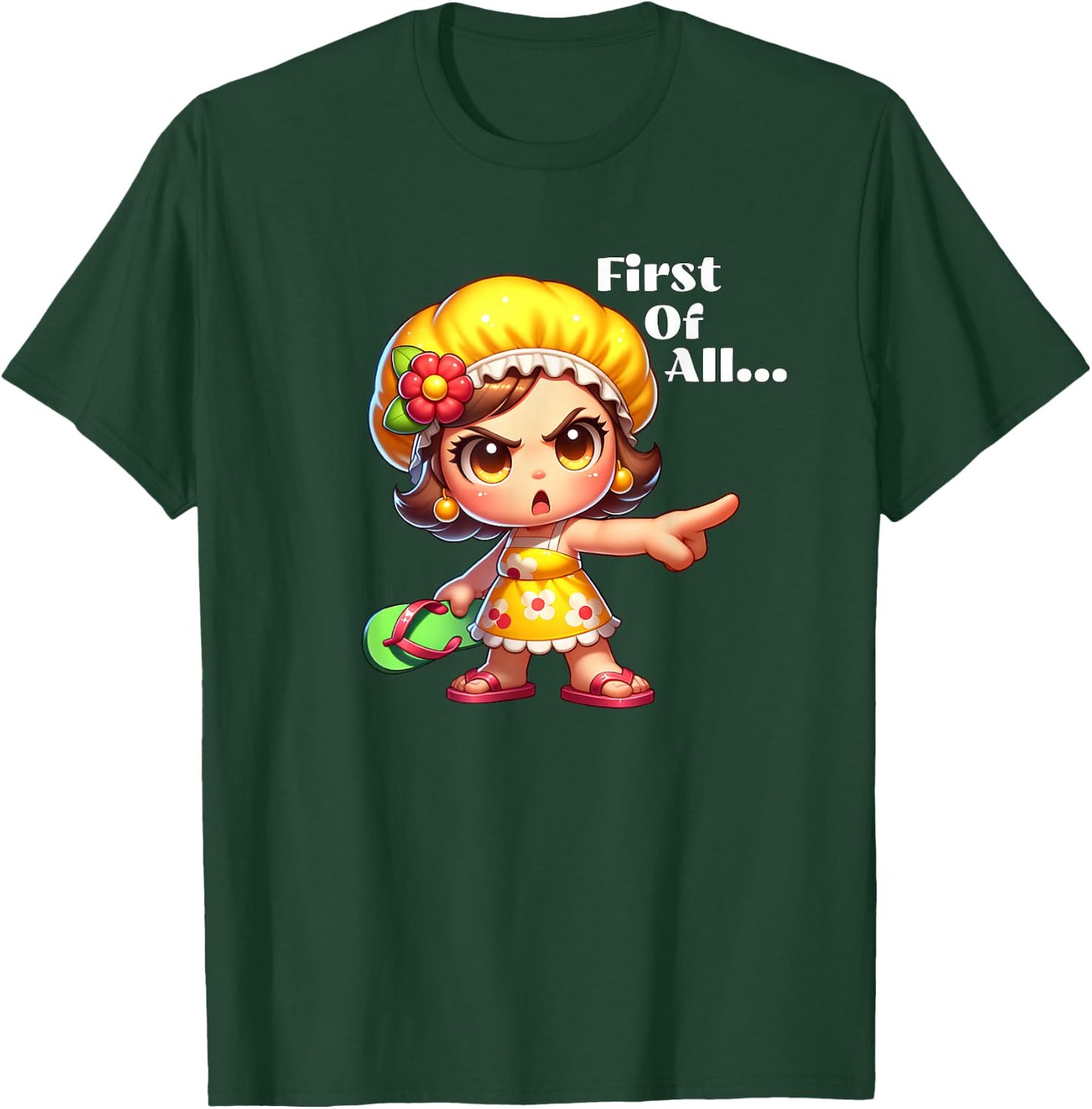 First Of All Angry Grandma Throwing Chancla T-Shirt - T-Shirt | Forest