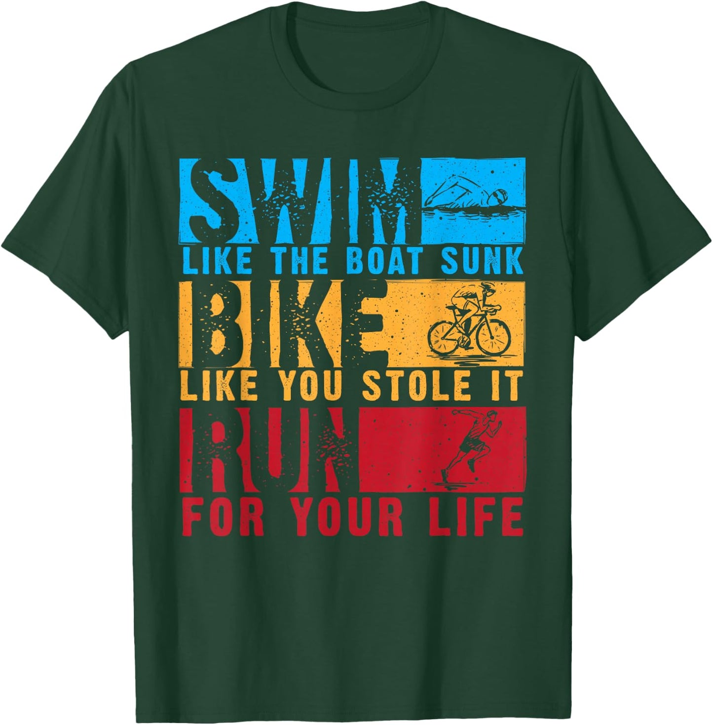 Cool Triathlon Women Boat Swim Bike Run Triathlete T-Shirt - T-Shirt | Forest