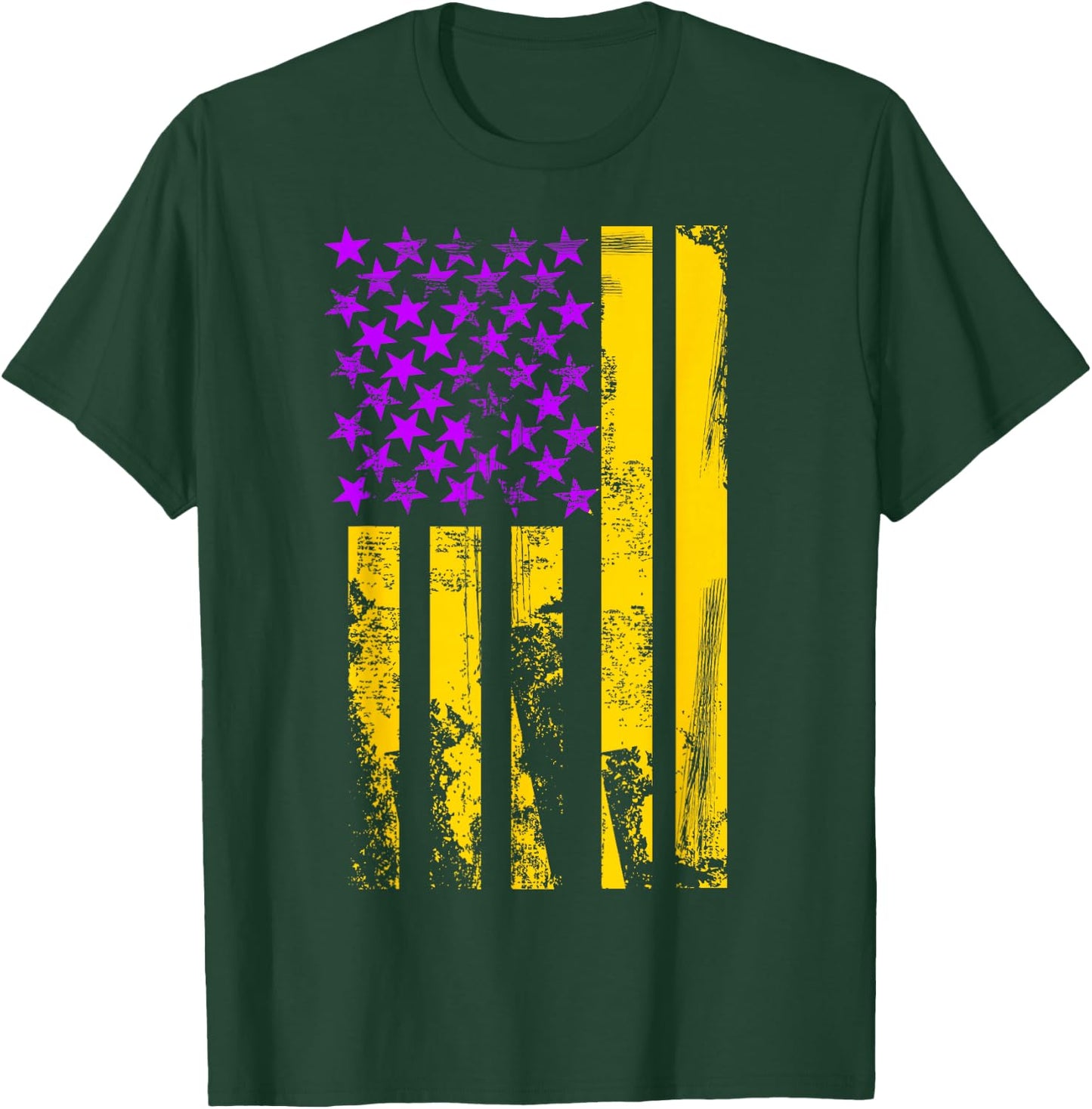 Purple Gold USA American Flag Patriotic T-Shirt - T-Shirt | Forest