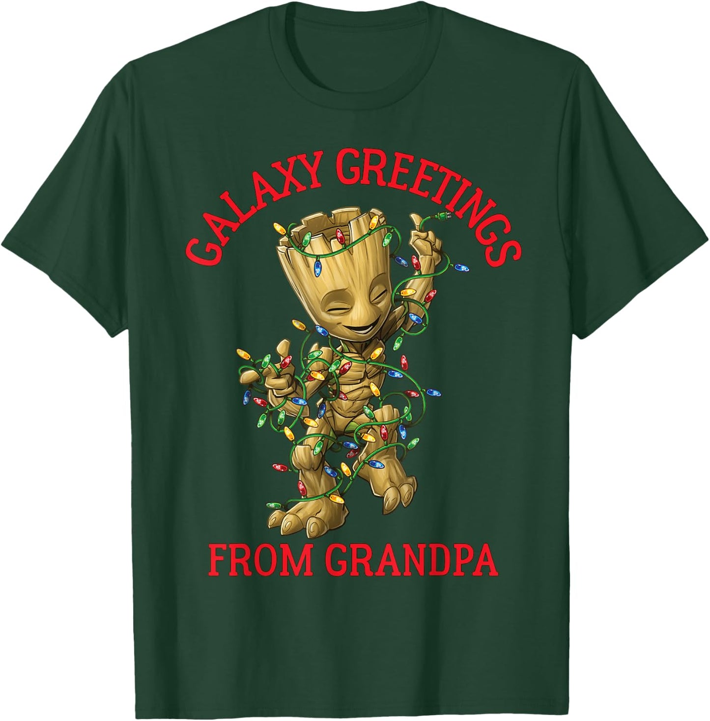 Marvel Groot Galaxy Greetings From Grandpa Christmas T-Shirt - T-Shirt | Forest