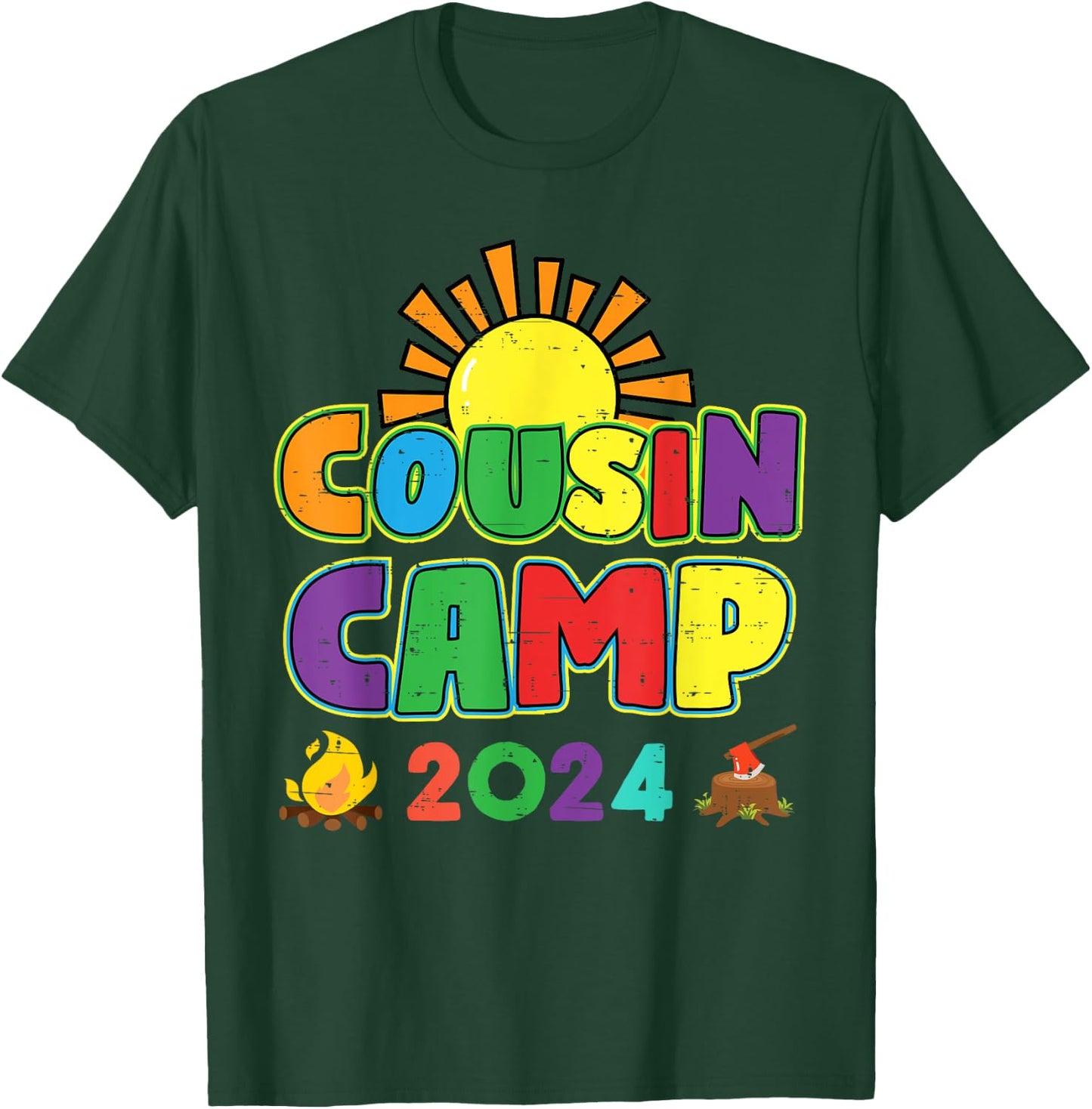 Cousin Camp 2024 Family Vacation Summer Camping Crew Cute T-Shirt - T-Shirt | Forest
