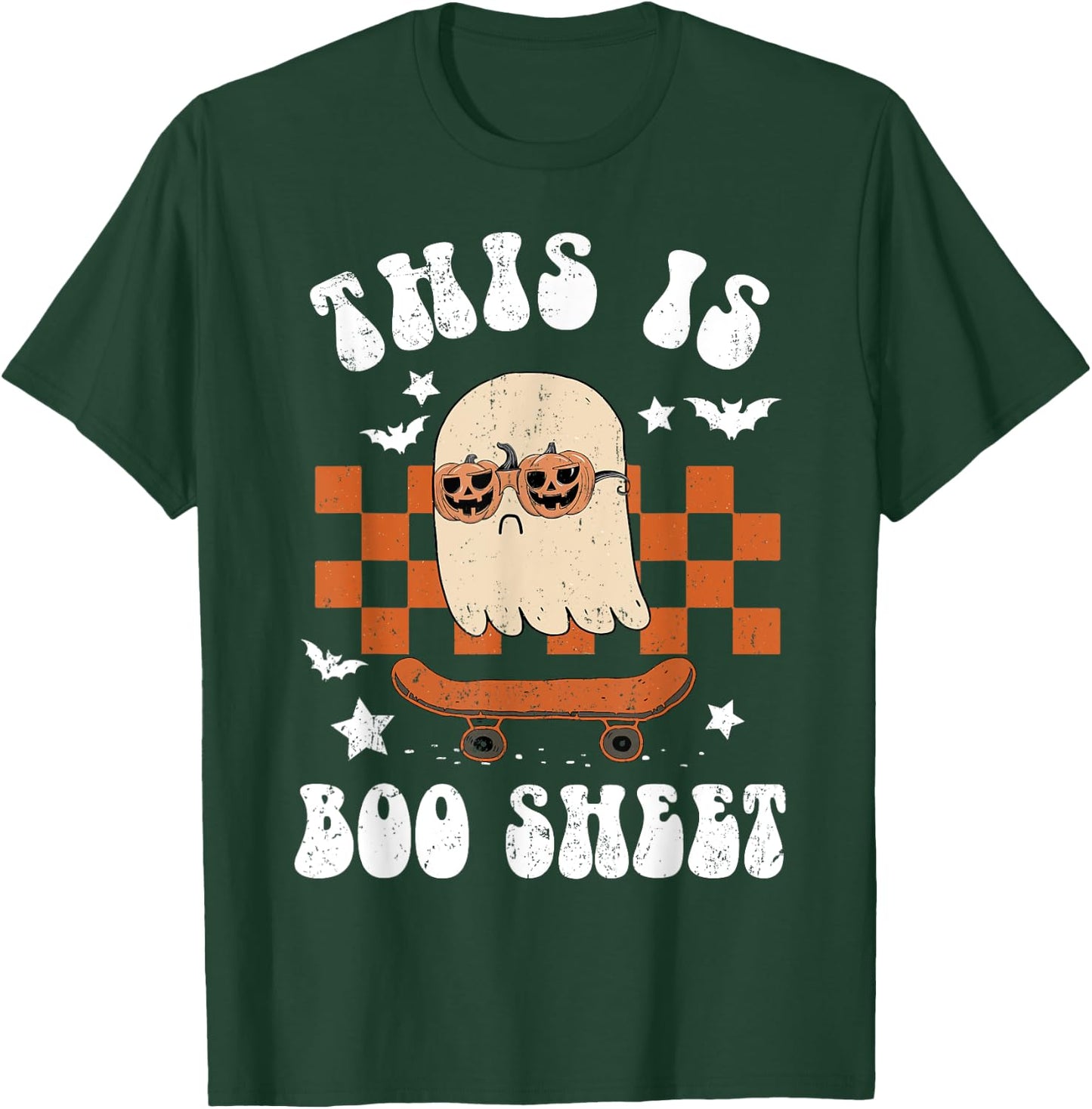Cute Ghost Skateboarding This is Boo Sheet Halloween Costume T-Shirt - T-Shirt | Forest