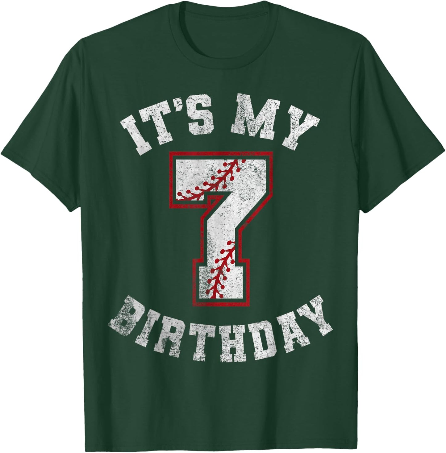 It's My 7th Birthday Baseball 7 Year Old Birthday Boys Kids T-Shirt - T-Shirt | Forest