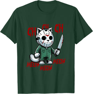Funny Cat Horror Movies Cute Halloween for Cat Kitty Lovers Men Women T-Shirt - T-Shirt | Forest
