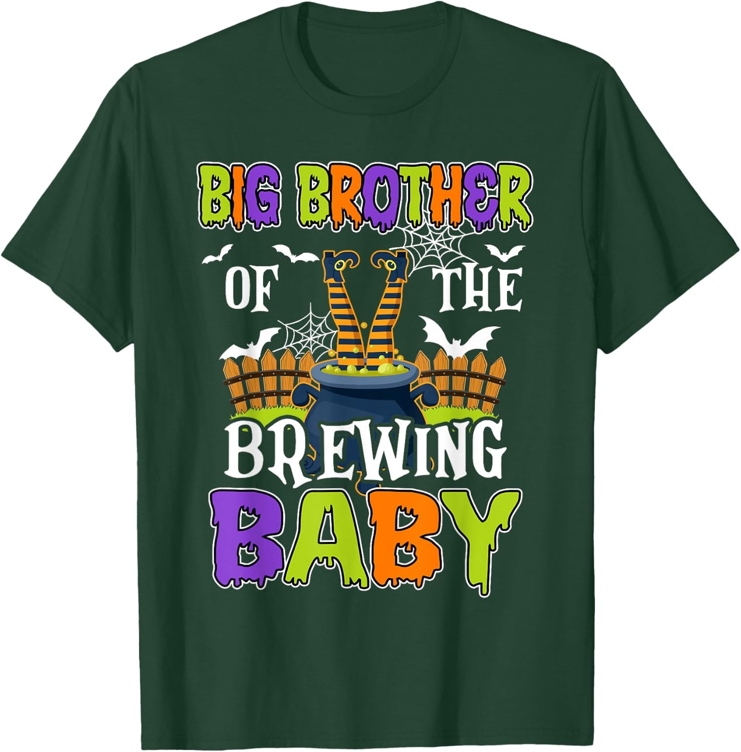 Big Brother Of The Brewing Baby Halloween Witch Baby Funny T-Shirt - T-Shirt | Forest