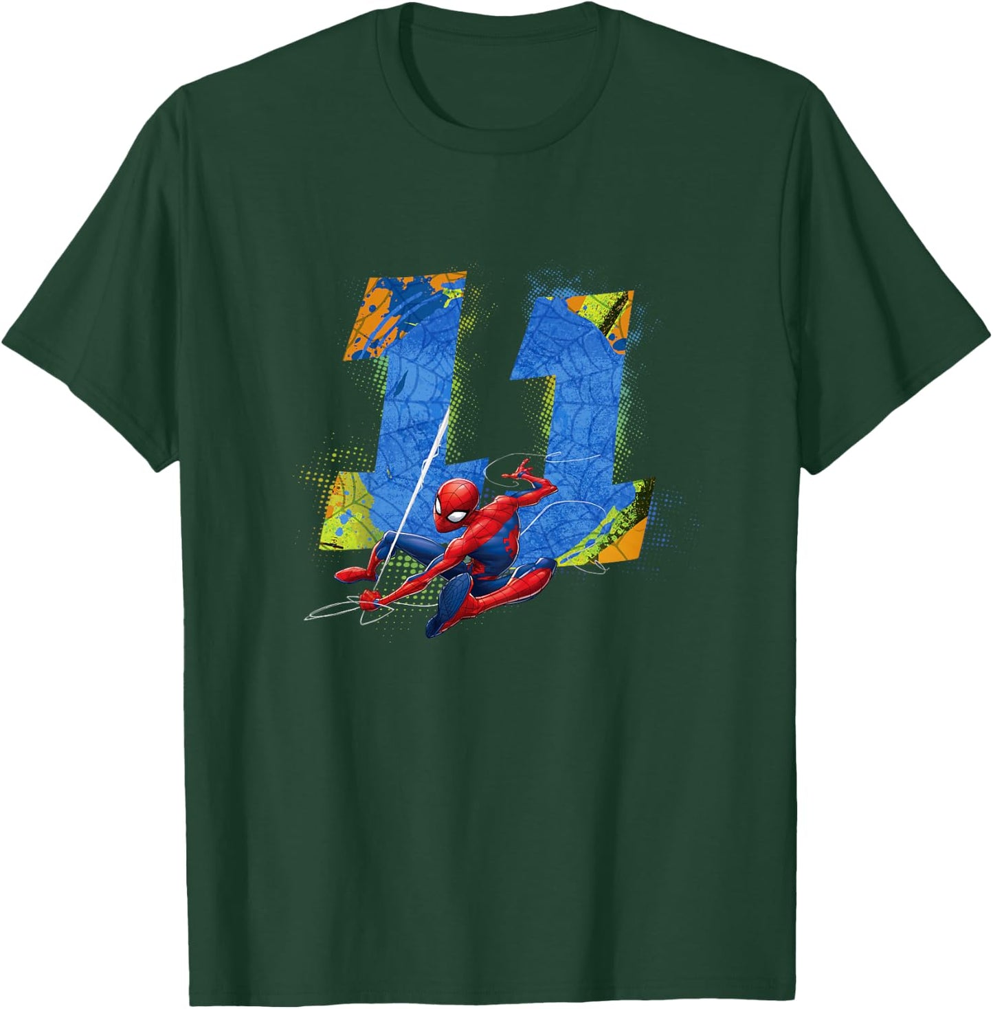 Marvel Super Heroes Spider-Man 11 Year Old Eleventh Birthday T-Shirt - T-Shirt | Forest