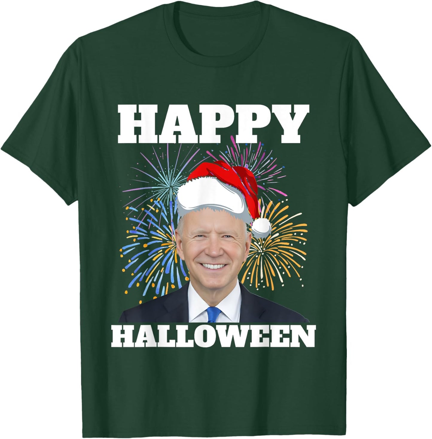 Funny Joe Biden 4th Of July Happy Halloween Firework US Flag Men T-Shirt - T-Shirt | Forest
