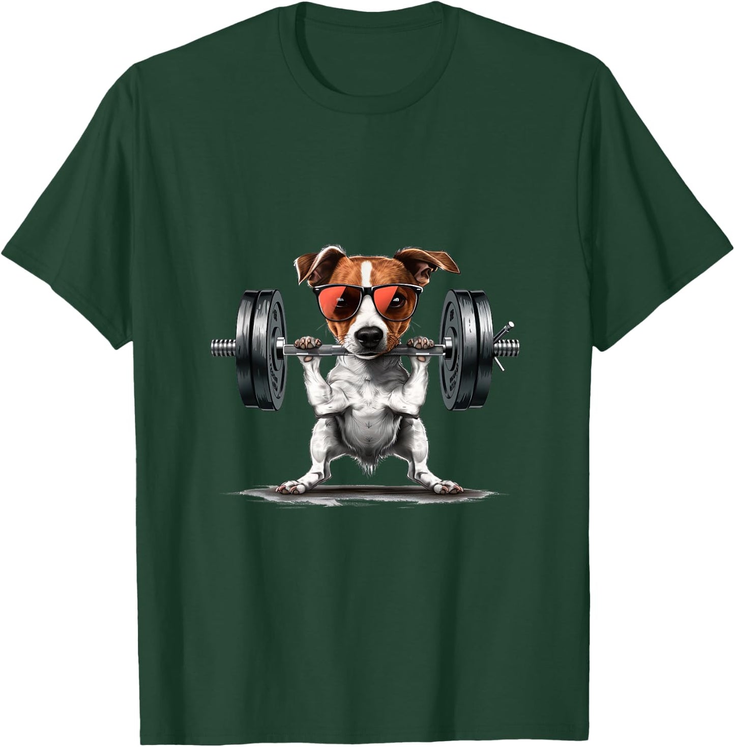 Pumping Weight Lifting Funny Jack Russell Terrier T-Shirt - T-Shirt | Forest