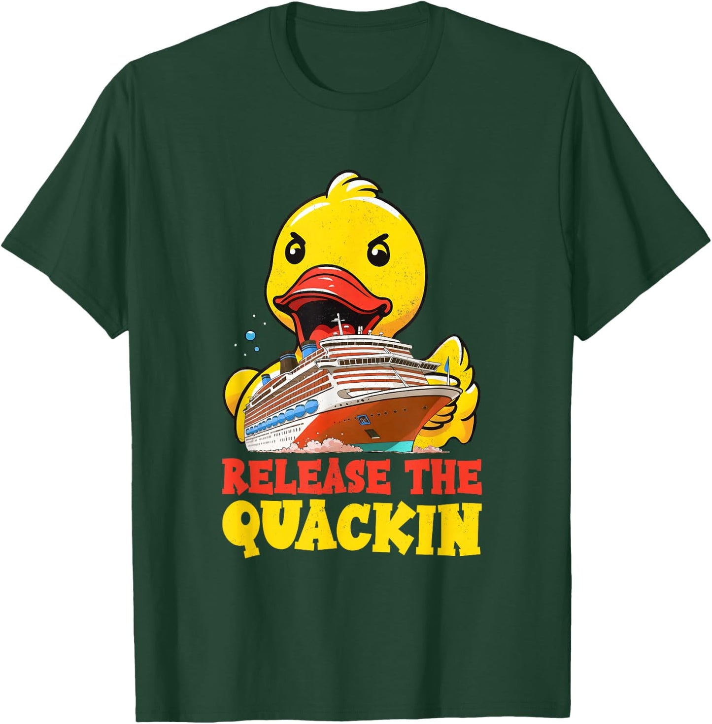 Release The Quackin Funny Rubber Duck Boat Cruise Men Kids T-Shirt - T-Shirt | Forest