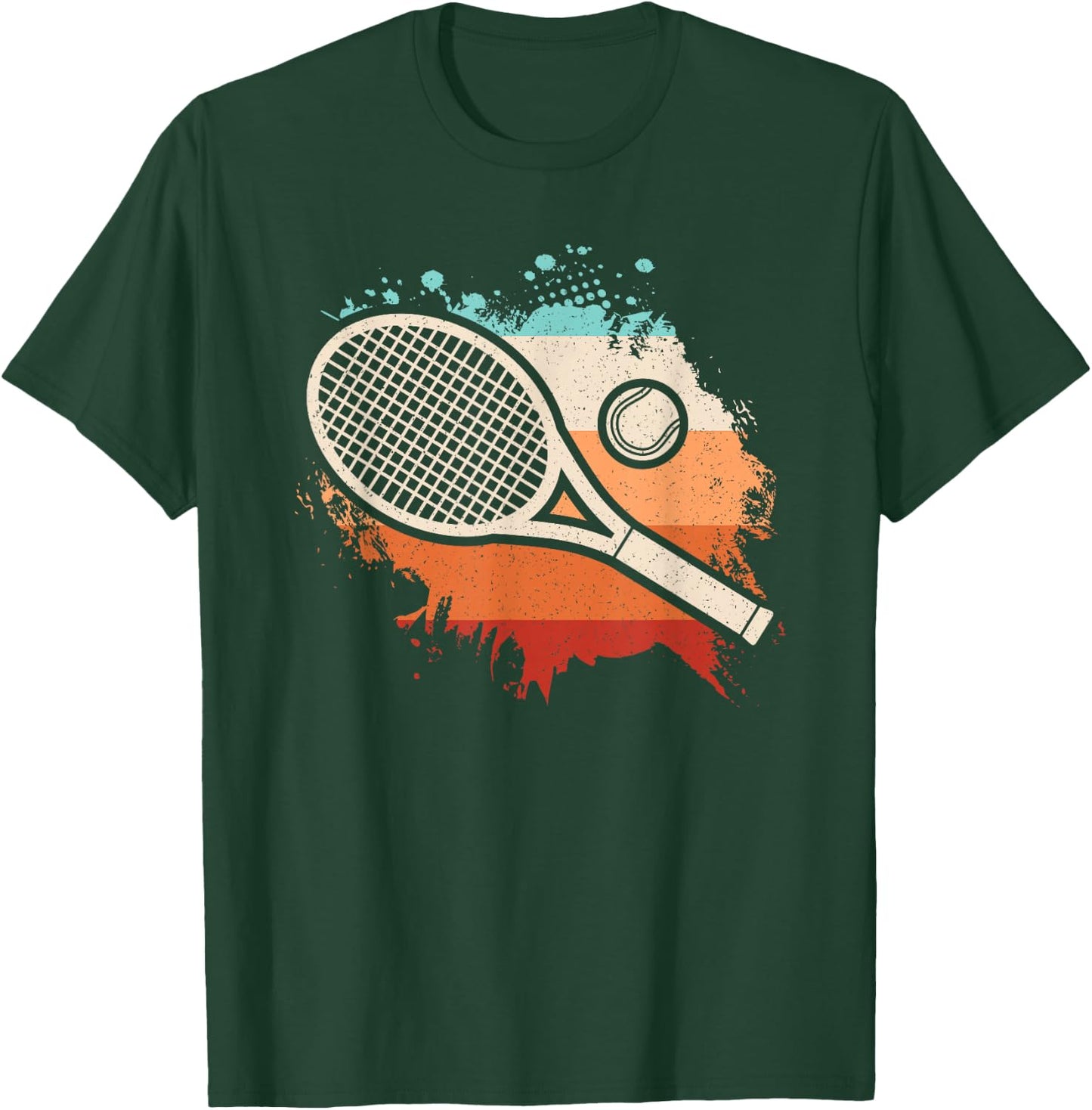 Retro Tennis Racket Vintage Tennis Player Men Women Kids T-Shirt - T-Shirt | Forest