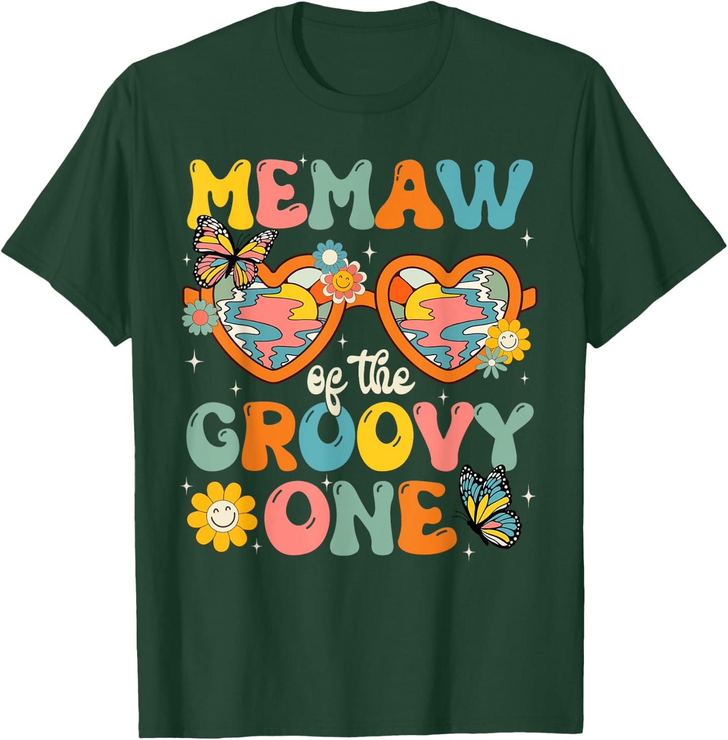 Memaw of the Groovy One Glasses Birthday Party T-Shirt - T-Shirt | Forest