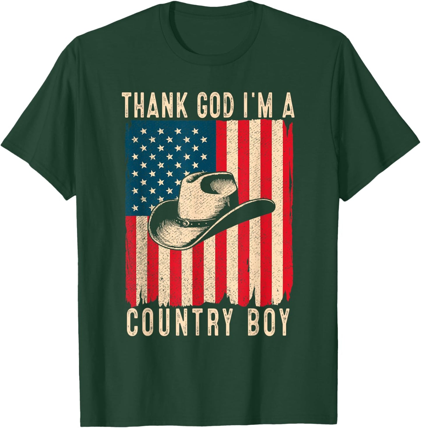 Thank God I'm A Country Music Boy Cowboy Western Retro T-Shirt - T-Shirt | Forest