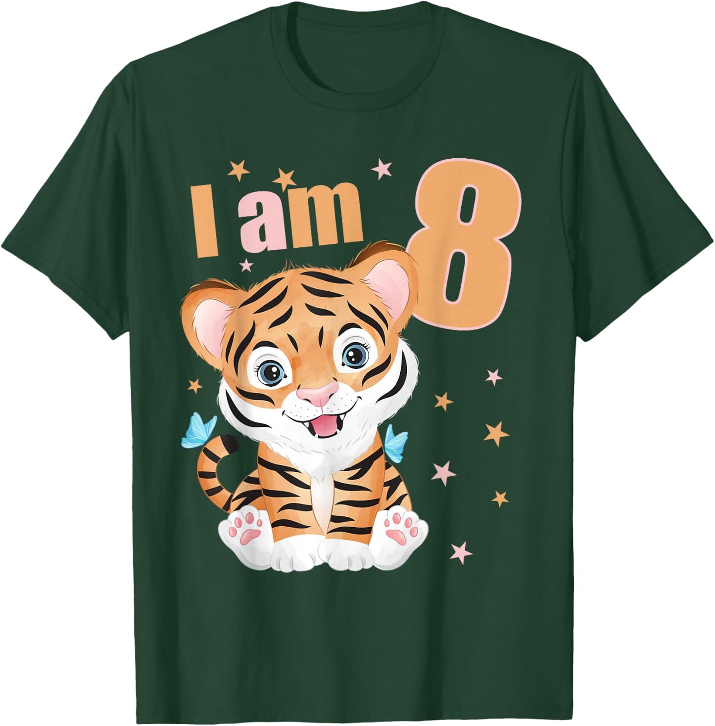 8 Years old 8 birthday outfit Boy girl Tiger T-Shirt - T-Shirt | Forest