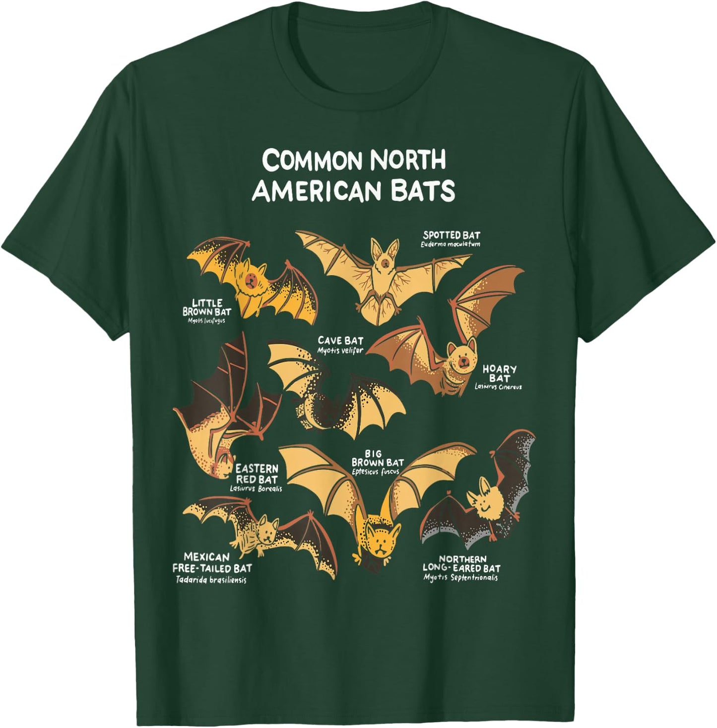 Bats of North America I Megabat I Bloodsucker I Bat T-Shirt - T-Shirt | Forest
