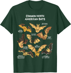Bats of North America I Megabat I Bloodsucker I Bat T-Shirt - T-Shirt | Forest