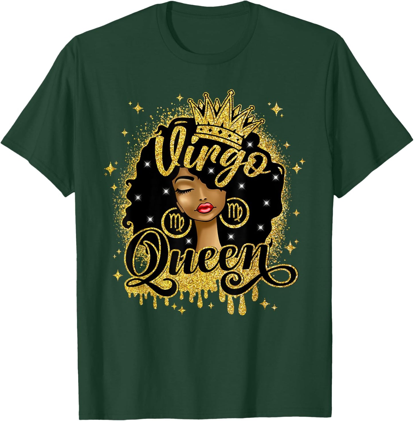 Virgo Queen Afro Natural Hair Girl Black Woman Zodiac T-Shirt - T-Shirt | Forest