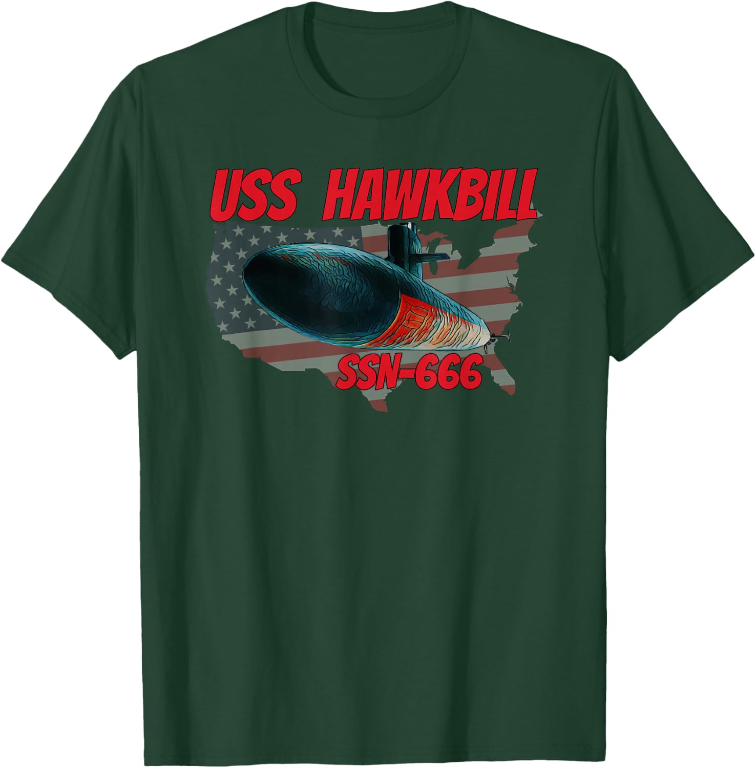 USS Hawkbill SSN-666 Submarine Veterans Day Father Grandpa T-Shirt - T-Shirt | Forest