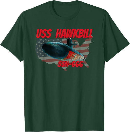 USS Hawkbill SSN-666 Submarine Veterans Day Father Grandpa T-Shirt - T-Shirt | Forest