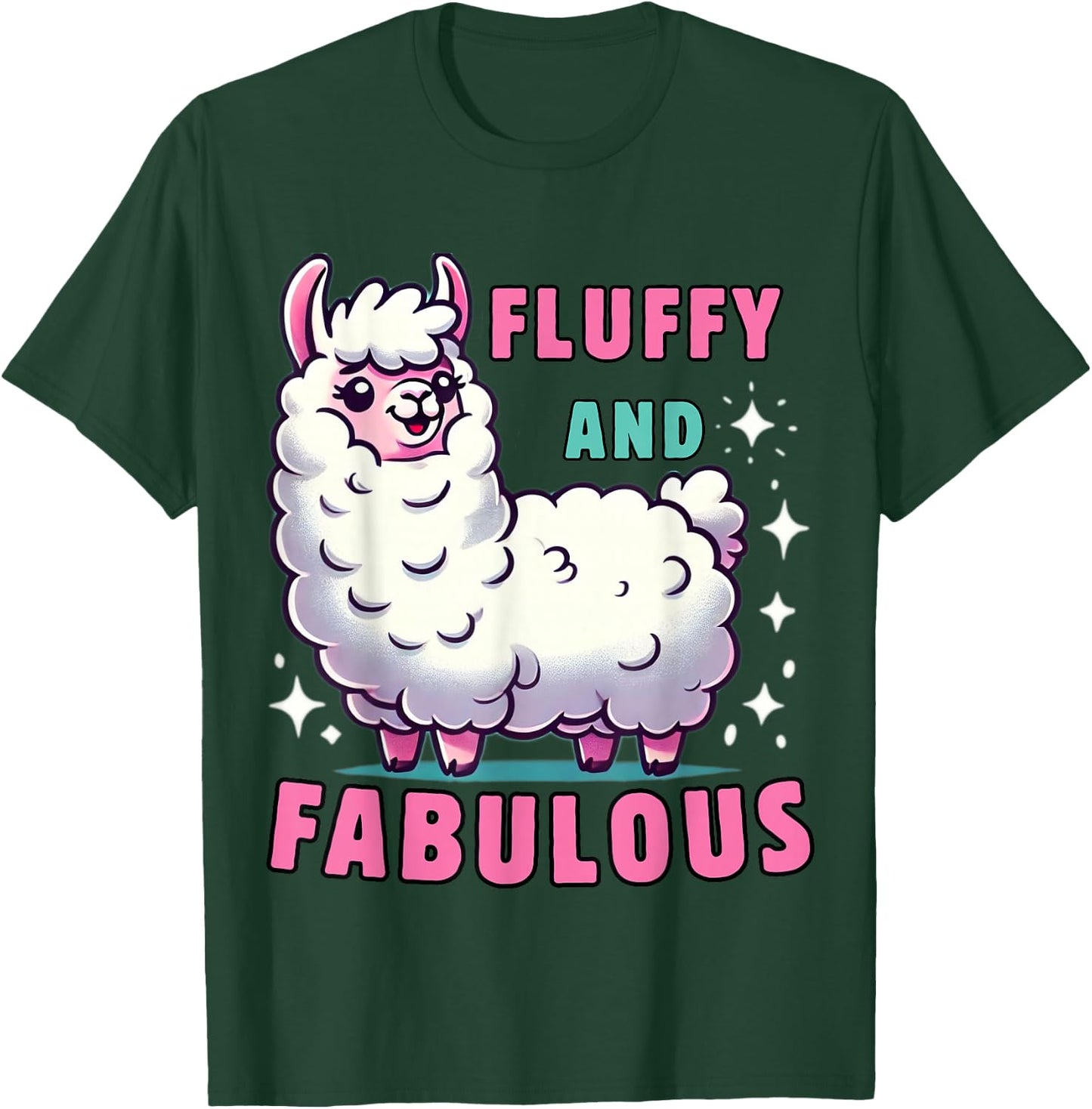 Fluffy and Fabulous Cute Llama for Animal Lovers T-Shirt - T-Shirt | Forest
