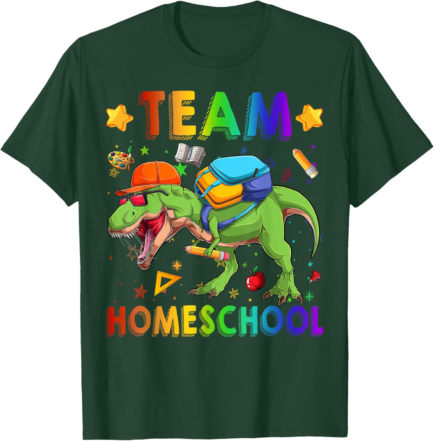 Team Homeschool Student T Rex Dinosaur Lovers Back To School T-Shirt - T-Shirt | Forest