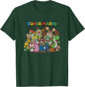 Super Mario Classic Character Line Up Group Shot T-Shirt - T-Shirt | Forest