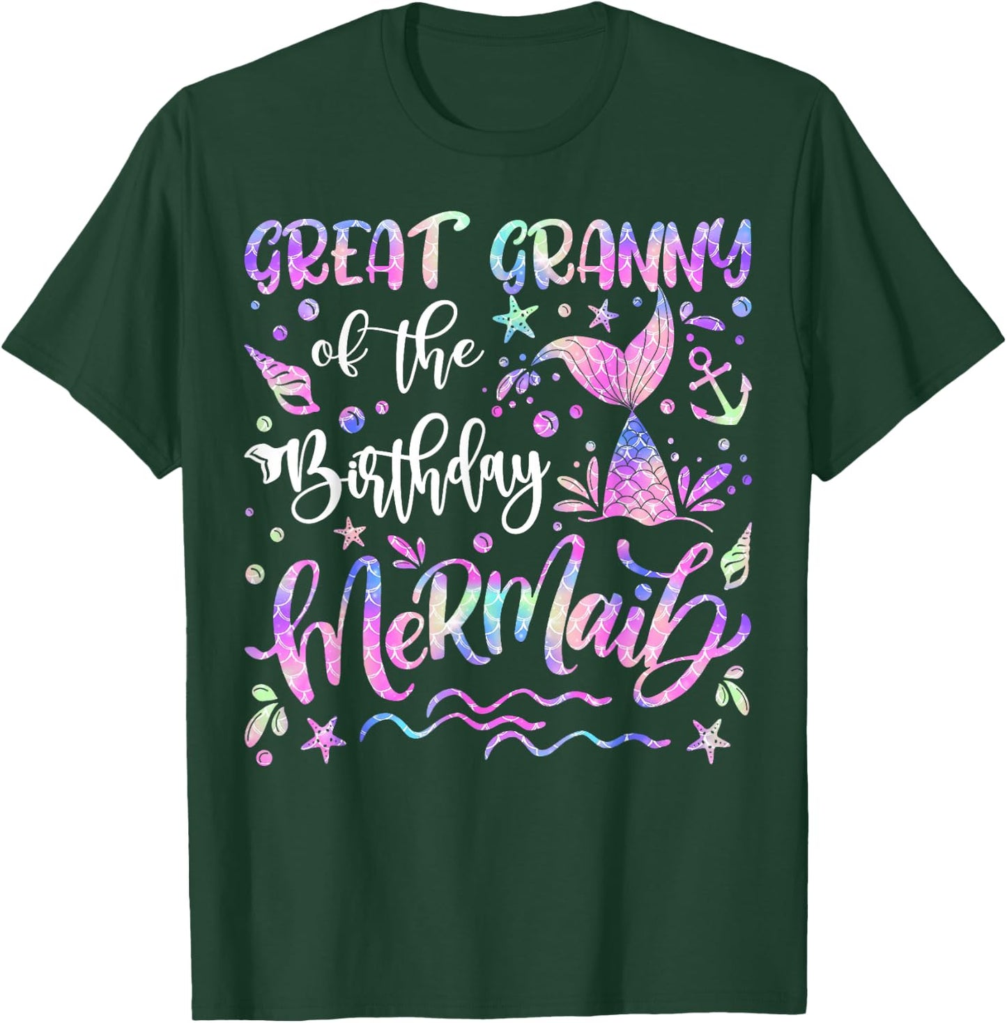 Great Granny Of The Birthday Mermaid Matching Family T-Shirt - T-Shirt | Forest