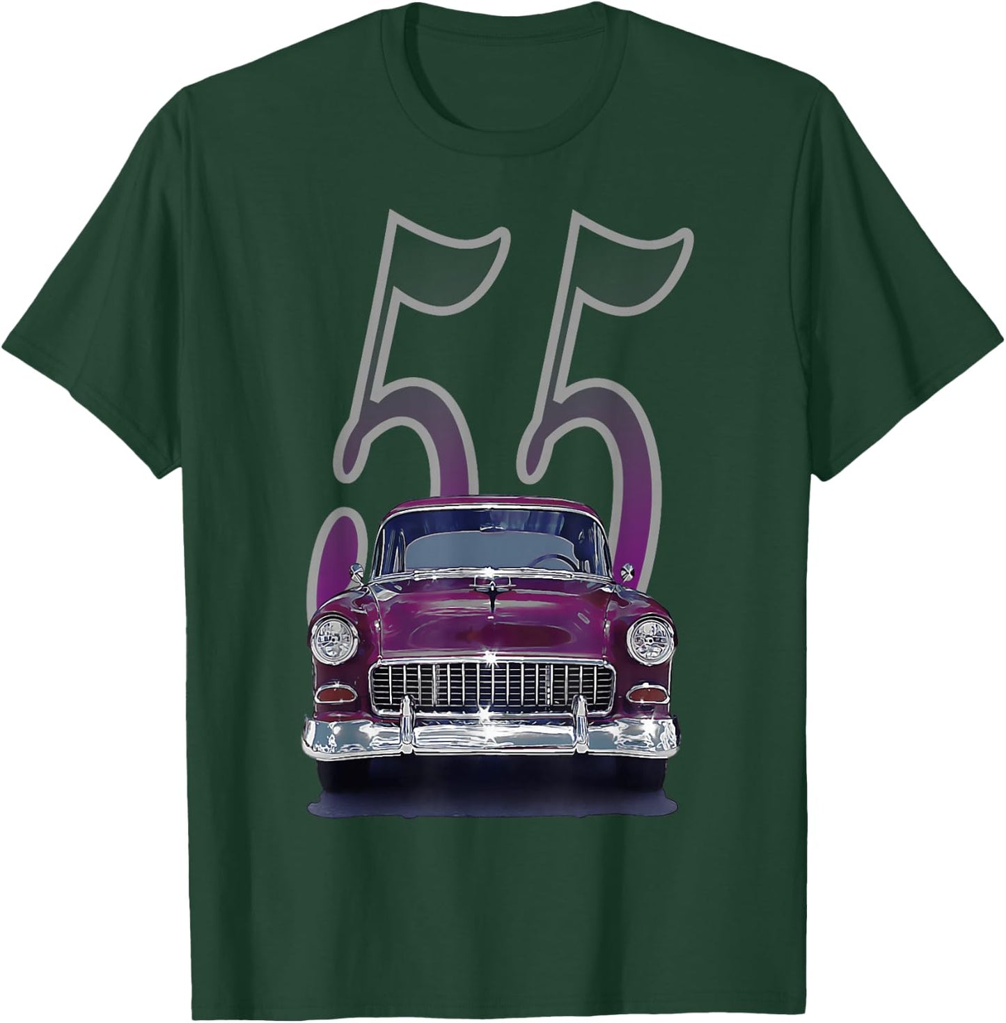 1955 55 Chevys Bel Air Classic Vintage Muscle Car Front View T-Shirt - T-Shirt | Forest