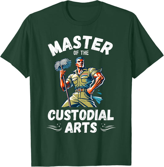 Master Of The Custodial Arts Retro Funny School Custodian T-Shirt - T-Shirt | Forest