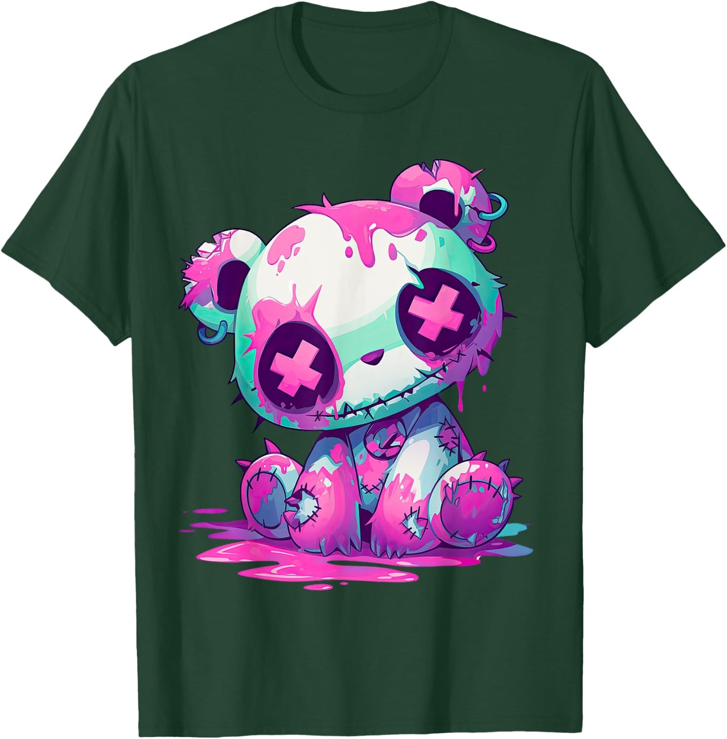 Kawaii Pastel Goth Creepy Cute Pink Zombie Panda T-Shirt - T-Shirt | Forest