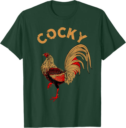 Cool Rooster Cocky Retro Vintage Chicken T-Shirt - T-Shirt | Forest
