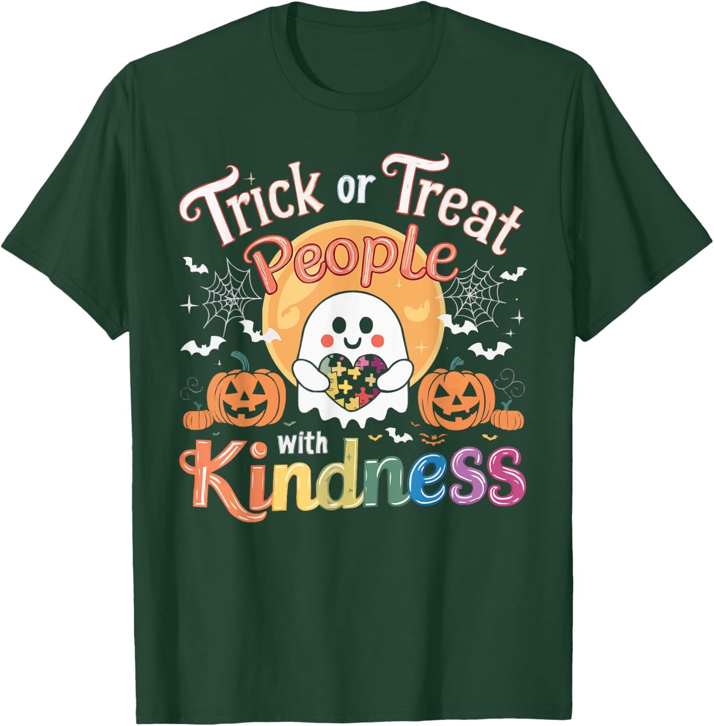 Support Autism Halloween Spooky Autistic Trick Or Treat T-Shirt - T-Shirt | Forest