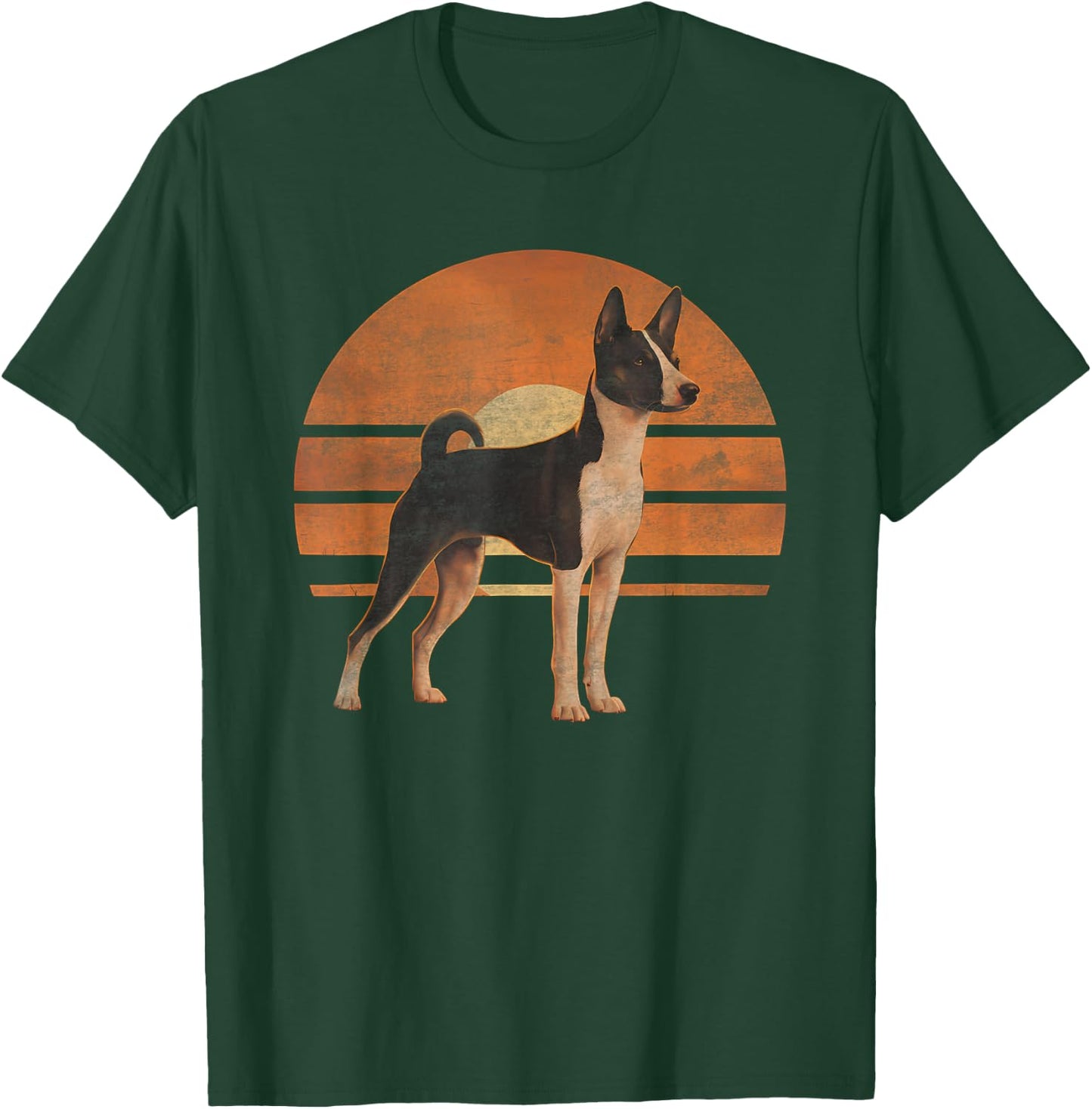 Retro Sunset Design Basenji Dog T-Shirt - T-Shirt | Forest