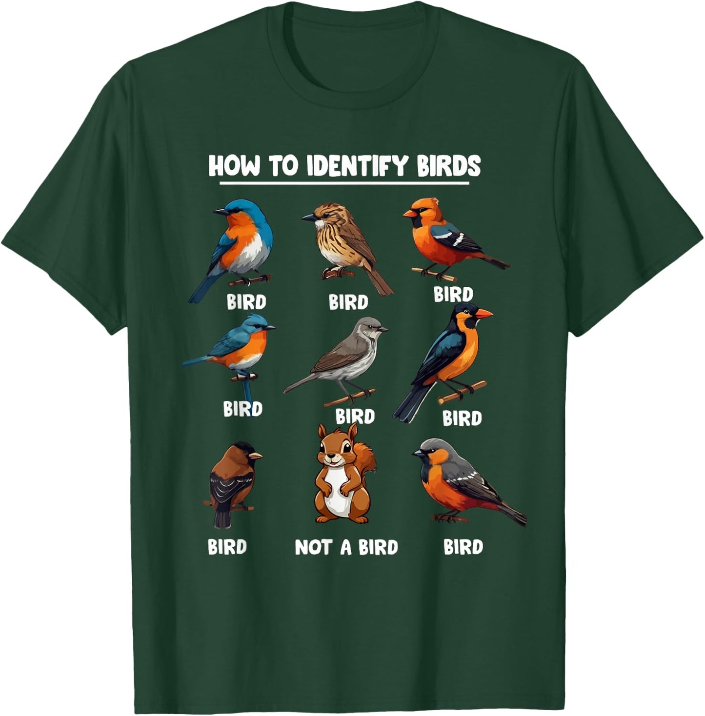 Funny Bird How to Identify Birds - Birds Lovers Watching , Small, Black T-Shirt - T-Shirt | Forest