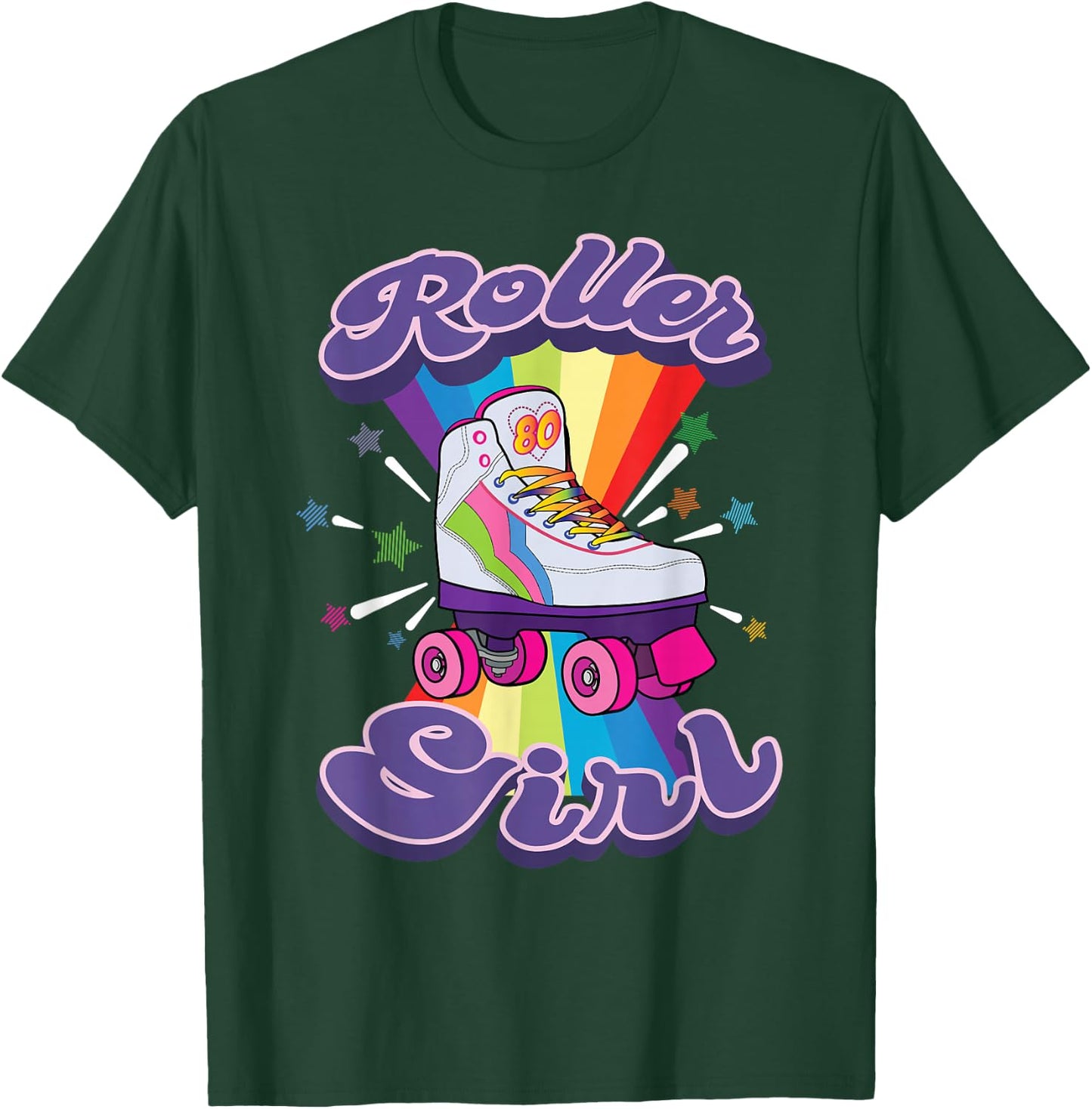 Roller Girl Funny Retro 70's Rolling Skates Gift Women Kids T-Shirt - T-Shirt | Forest