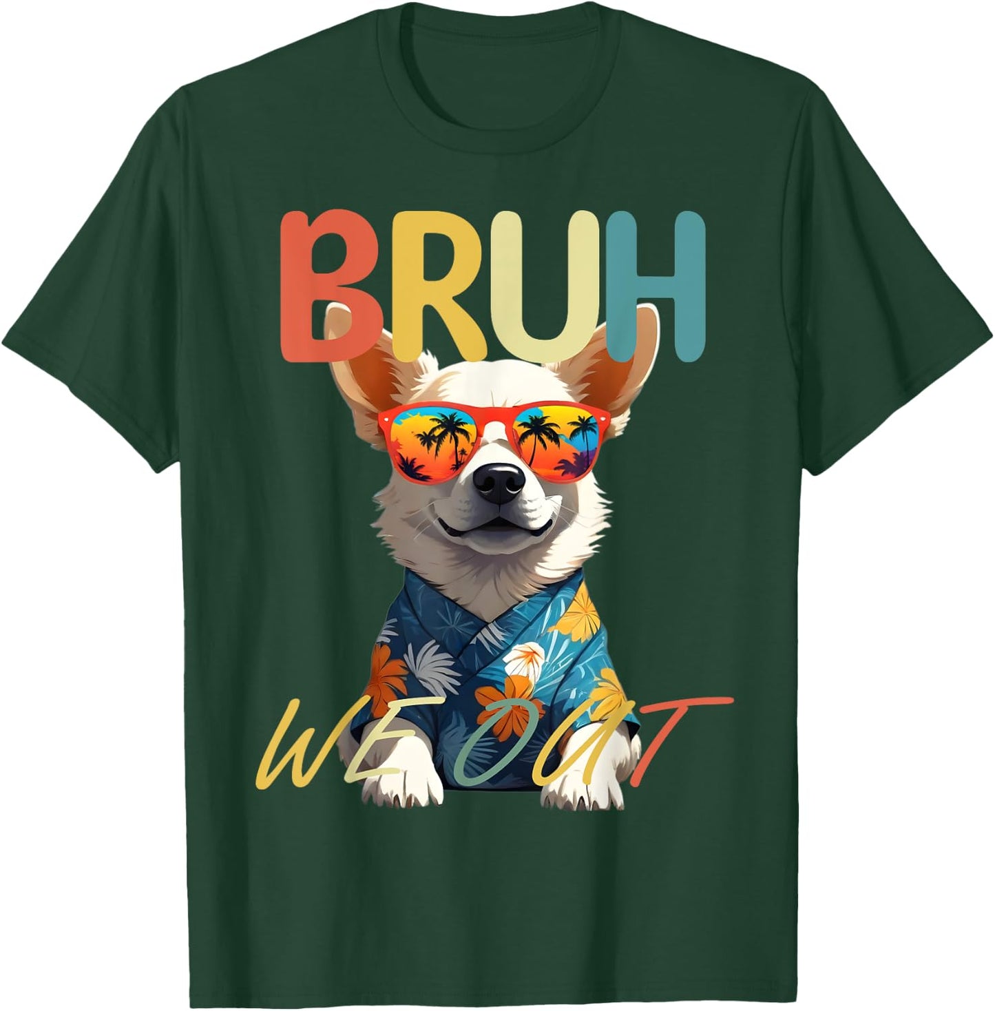 Bruh We Out Teachers Last Day Of School Cute Dog Corgi Lover T-Shirt - T-Shirt | Forest