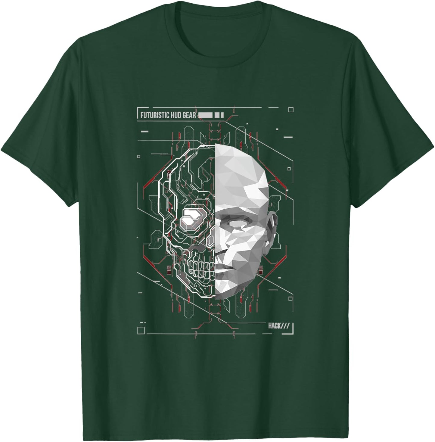 Cyberpunk HUD Gear - human anatomy of hologram T-Shirt - T-Shirt | Forest