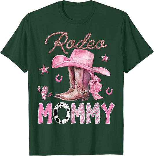 Rodeo Mommy Pink Boots Coquette CowGirl Birthday Party T-Shirt - T-Shirt | Forest
