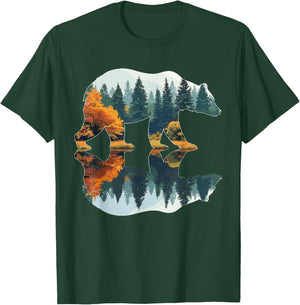 Trees Wildlife Reflection Nature Bear Outdoor Forest T-Shirt - T-Shirt | Forest