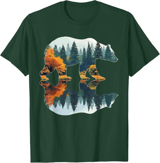Trees Wildlife Reflection Nature Bear Outdoor Forest T-Shirt - T-Shirt | Forest