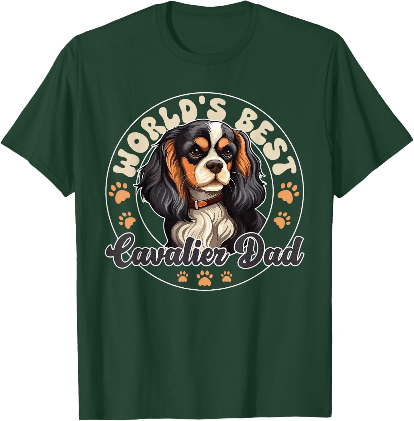 Cavalier King Charles Spaniel Dog World's Best Cavalier Dad T-Shirt - T-Shirt | Forest