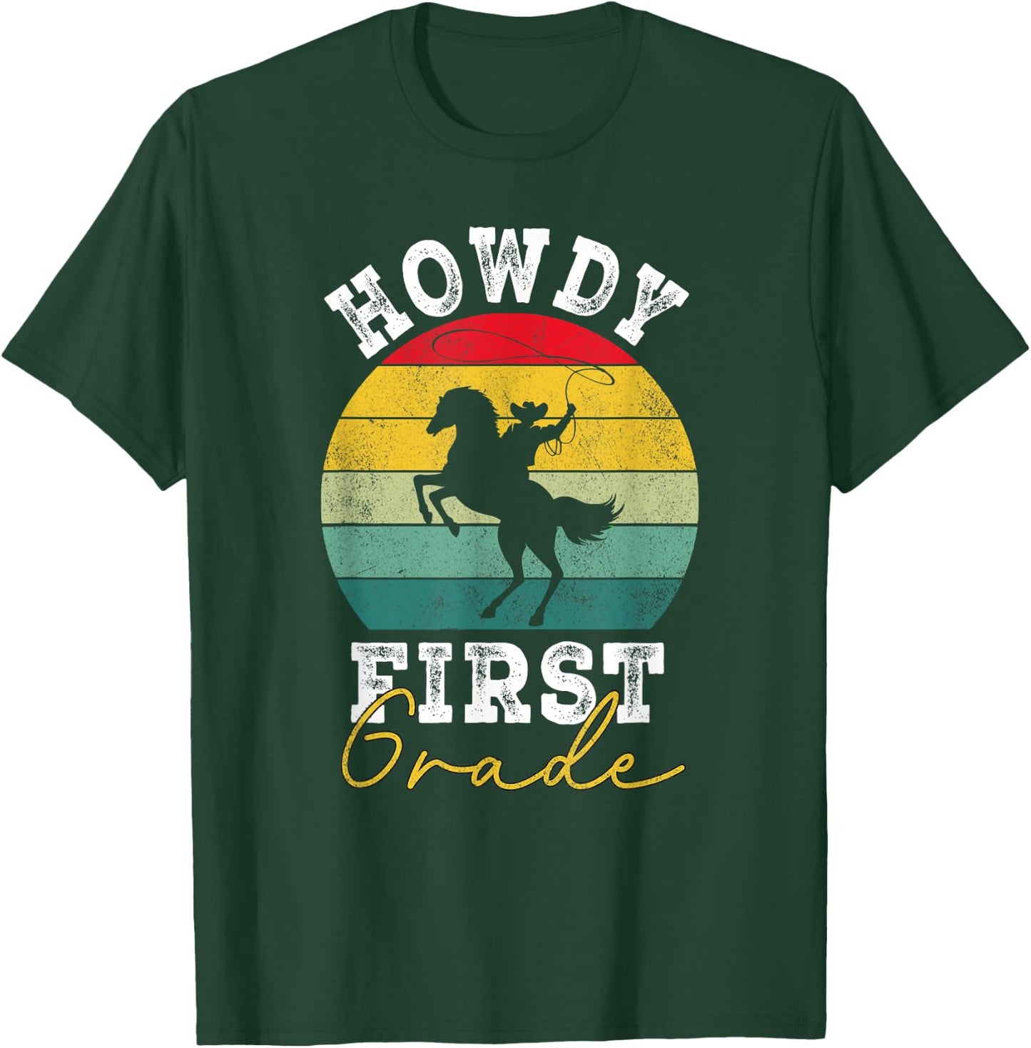 Howdy 1st Grade Cowboy Western Back To School first Grade T-Shirt - T-Shirt | Forest