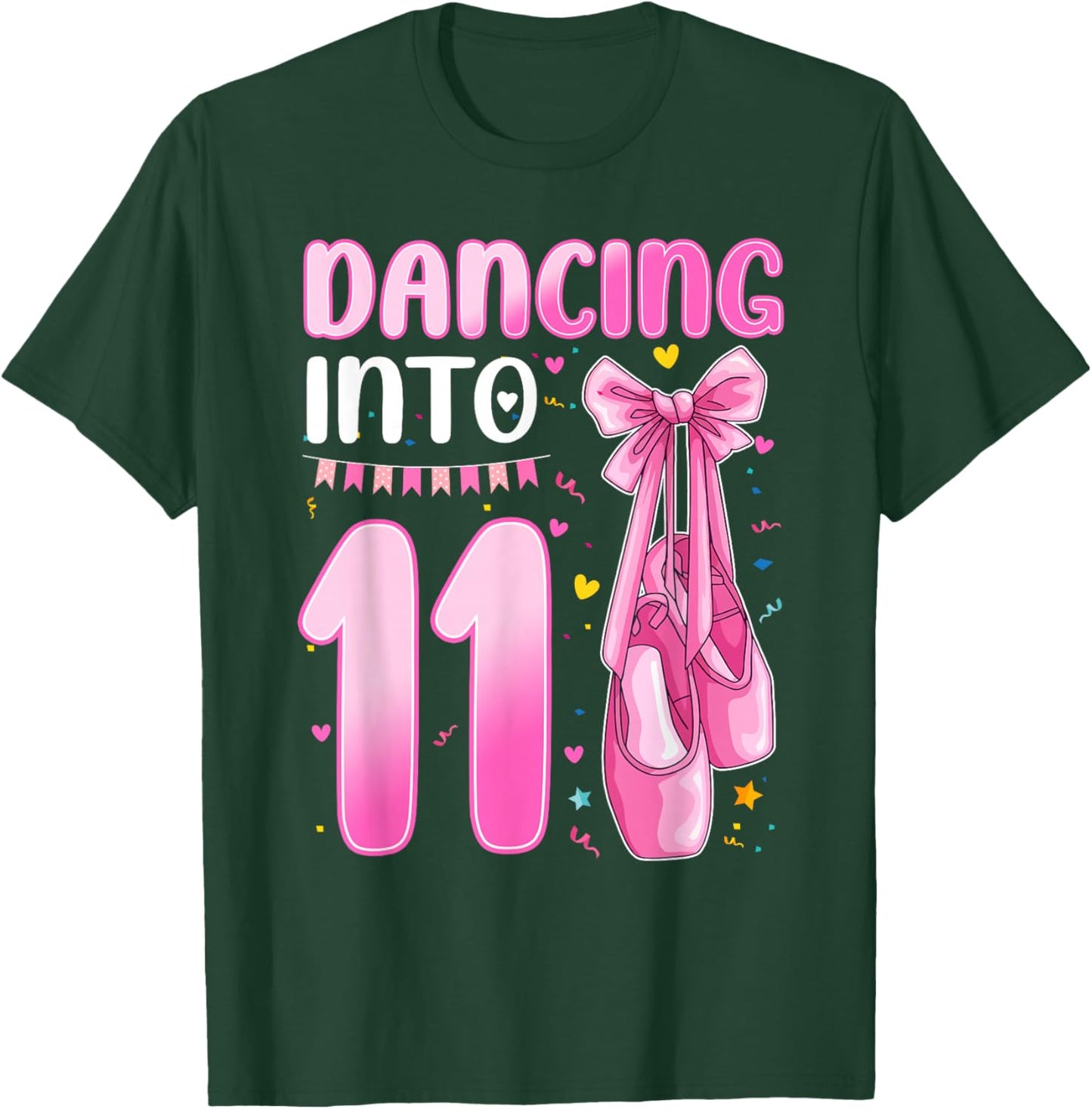 Dancing Into 11 Years Old 11th Birthday Ballet Girl Party T-Shirt - T-Shirt | Forest