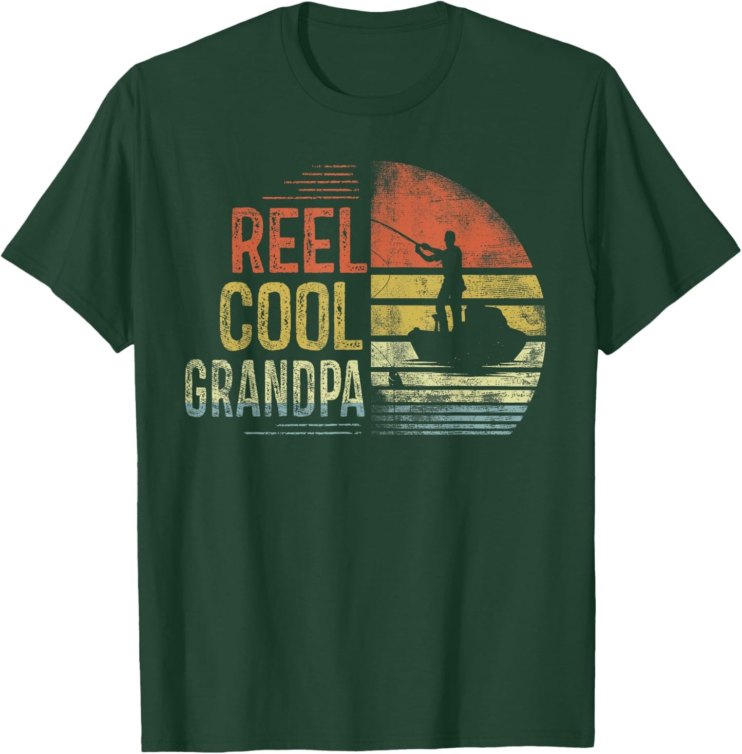 Reel Cool Grandpa Fishing Gifts Grandpa Birthday Vintage T-Shirt - T-Shirt | Forest