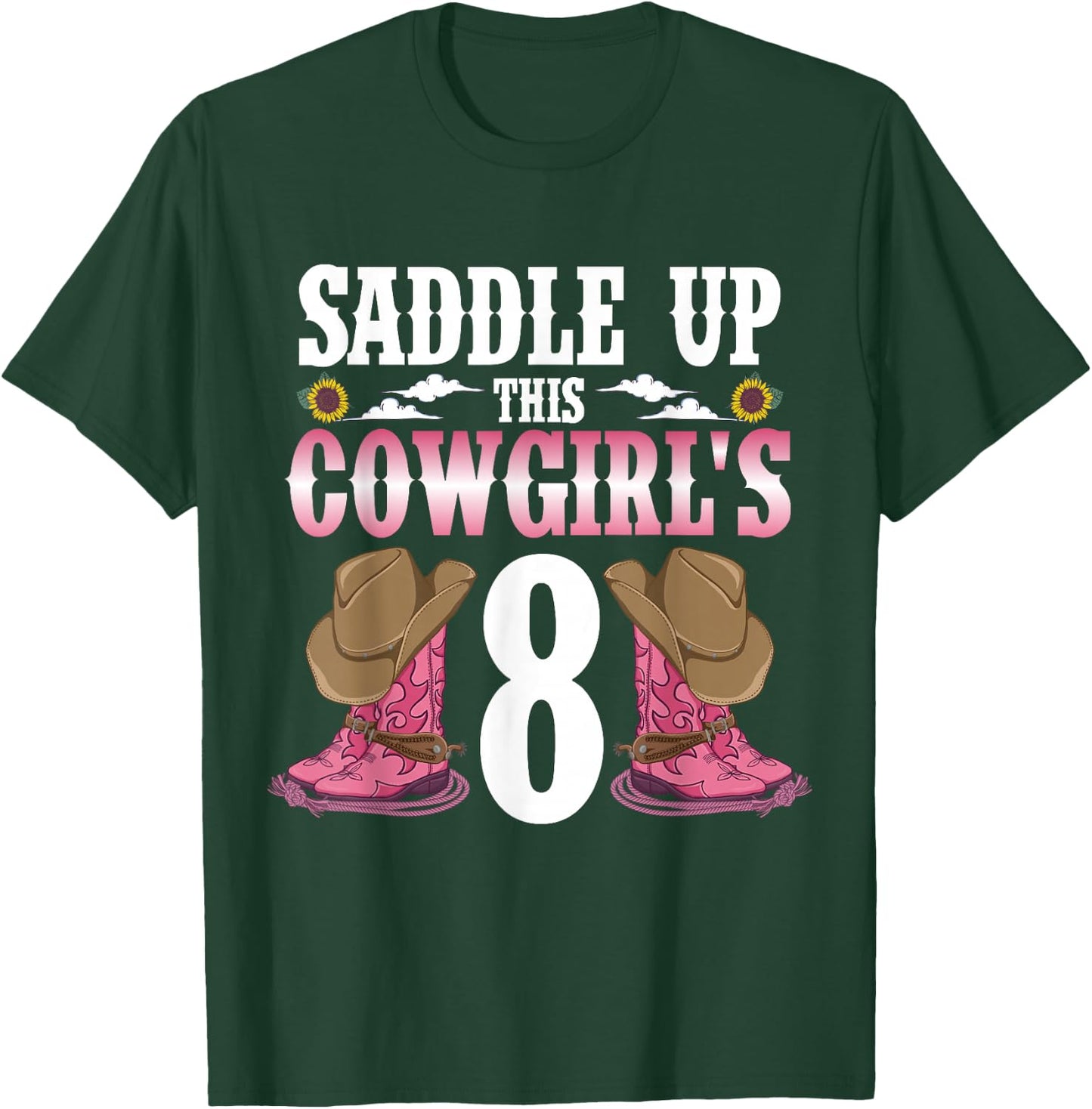 Yeehaw Rodeo Eighth Birthday Celebration 8 Years Old Kid T-Shirt - T-Shirt | Forest
