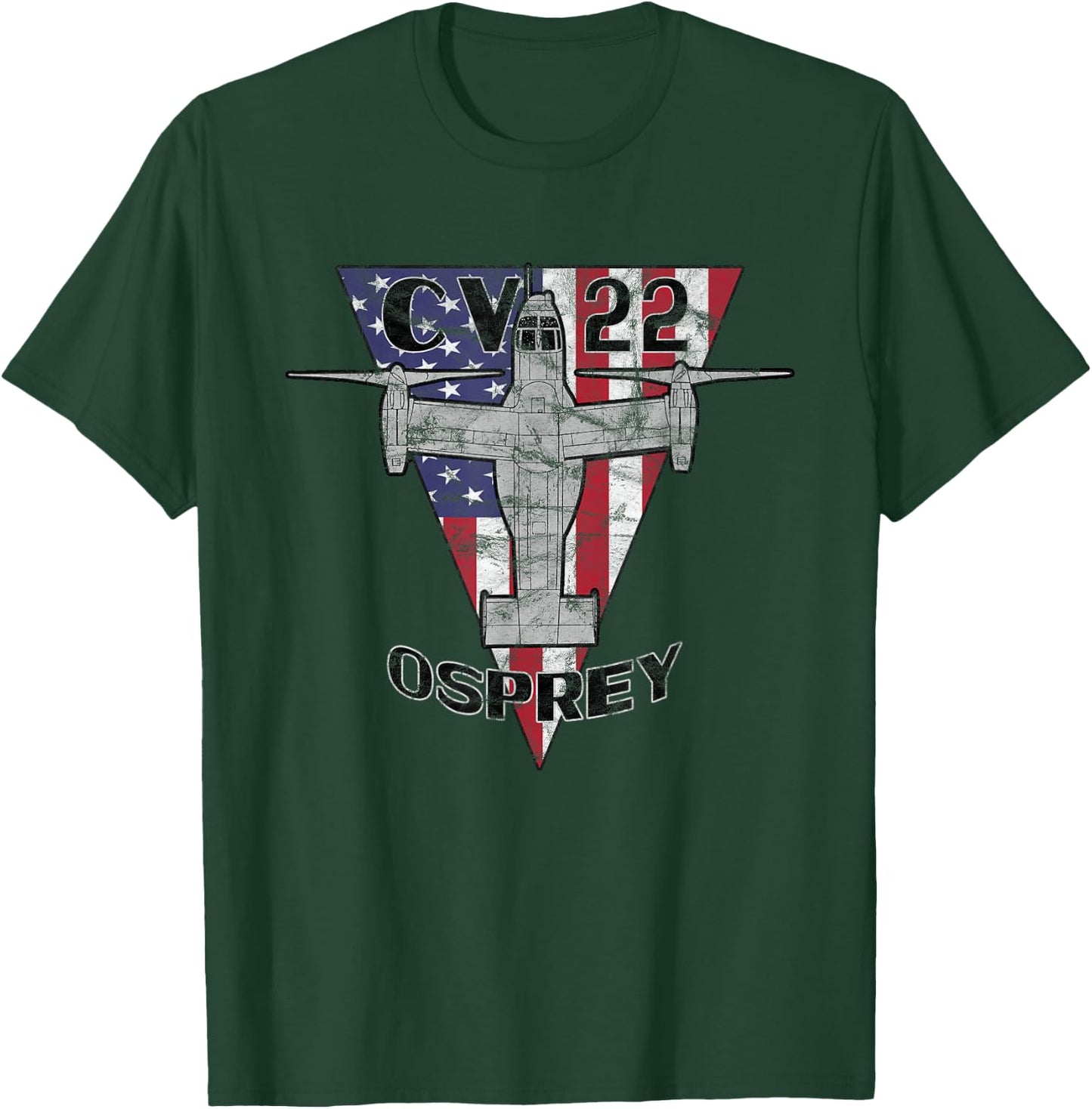 CV-22 Osprey Tilt-Rotor Military Airplane Patriotic Vintage T-Shirt - T-Shirt | Forest
